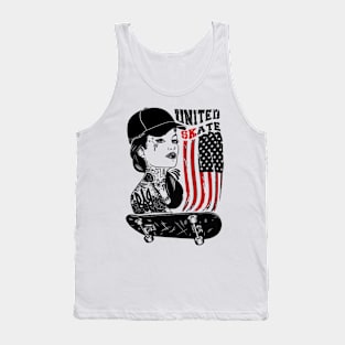 Women's United Skate Girl Skateboarder Retro Vintage Gift Skateboarding SK8 Tank Top